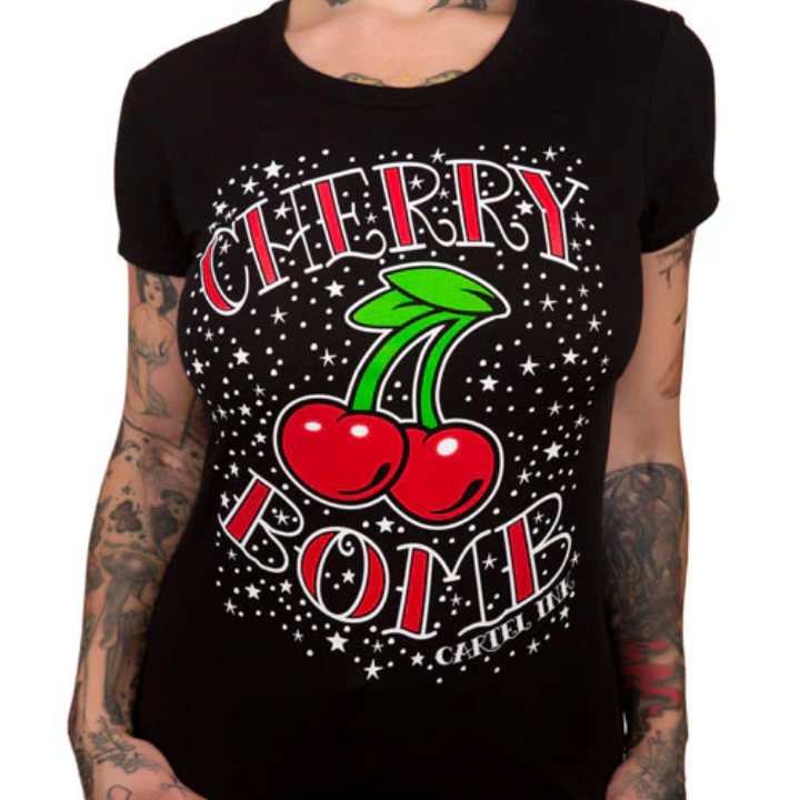 GIRLS S/S CHERRY BOMB - BLK